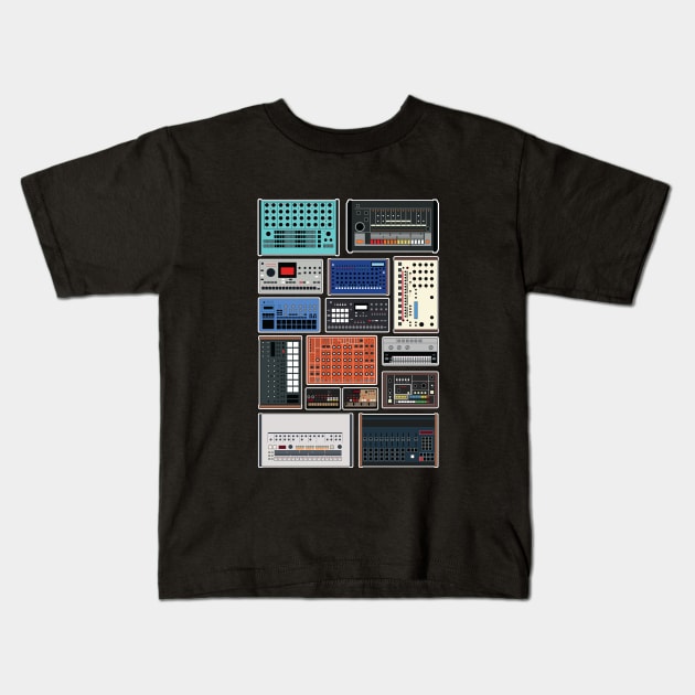 Drum Machine Ensemble Kids T-Shirt by Atomic Malibu